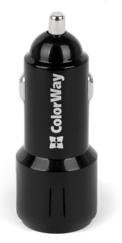 Автомобильний зарядний пристрій ColorWay (2USB, 2.4A) Black (CW-CHA007-BK)