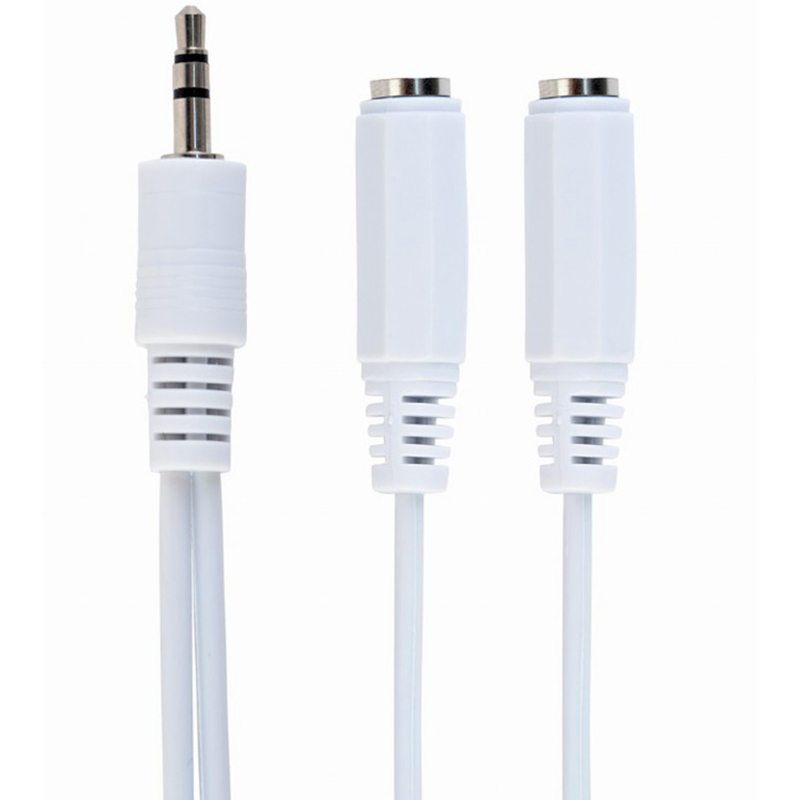 Аудіо-кабель Cablexpert 3.5 мм - 2х3.5 мм (M/F), 0.1 м, White (CCA-415W)